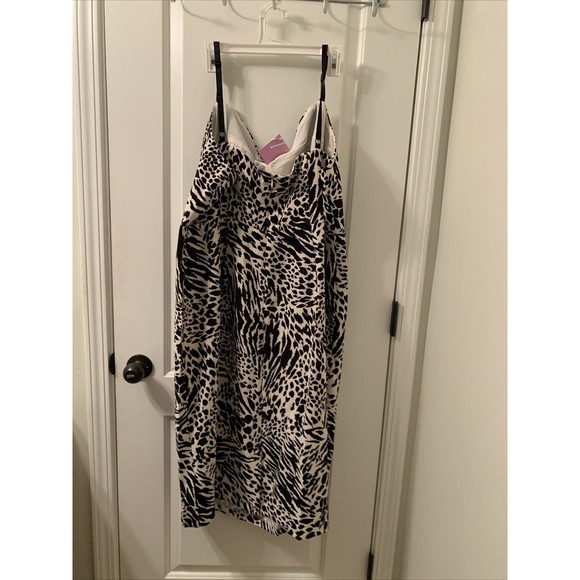 Sergio Hudson Women's Plus Size 2X Leopard Zebra Print Bustier Dress Bla… - Picture 9 of 16